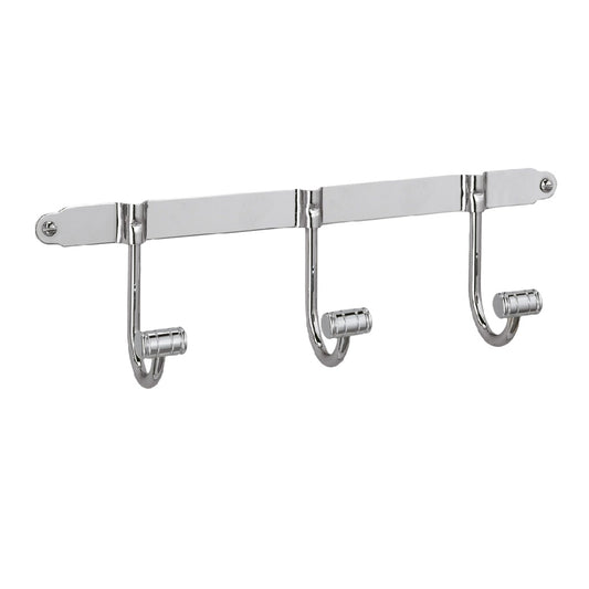 Perchero de pared cromado con 3 ganchos abatibles