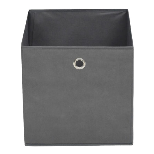 Caja de almacenamiento plegable de tela con ojal metálico, gris